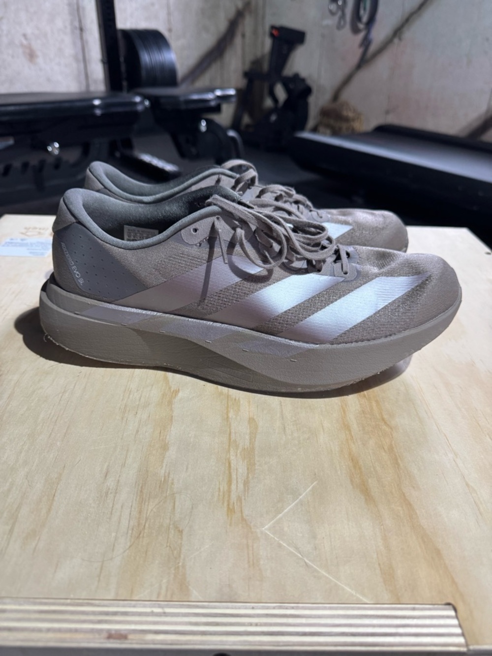 adidas Taupe Sneakers with Silver Stripes